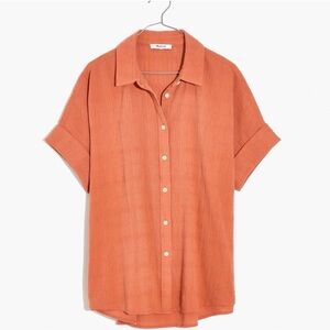 Madewell Women’s Courier Pintuck-back Shirt Textured Windowpane Oversize Size M
